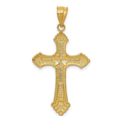 14K Yellow Gold Fleur de Lis Cross Pendant – view 5