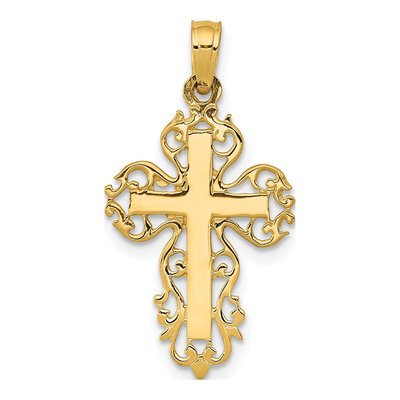 14K Yellow Gold Filigree Cross Pendant