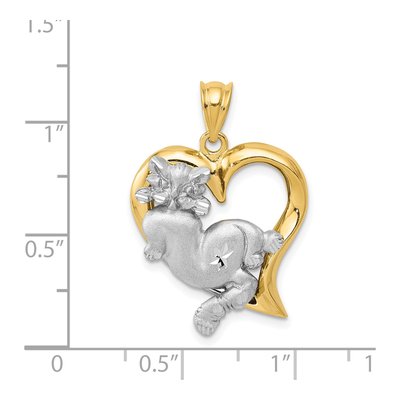 14K Two-Tone Gold Cat Heart Pendant – view 4