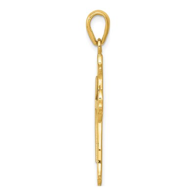 14K Two-Tone Gold Fleur de Lis Cross Pendant – view 3