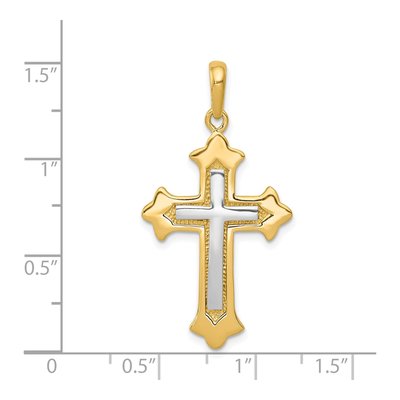14K Two-Tone Gold Fleur de Lis Cross Pendant – view 4