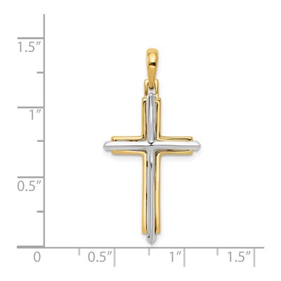 14K Two-Tone Gold Fancy Cross Pendant – view 4