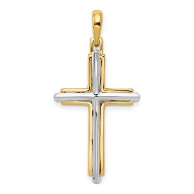 14K Two-Tone Gold Fancy Cross Pendant