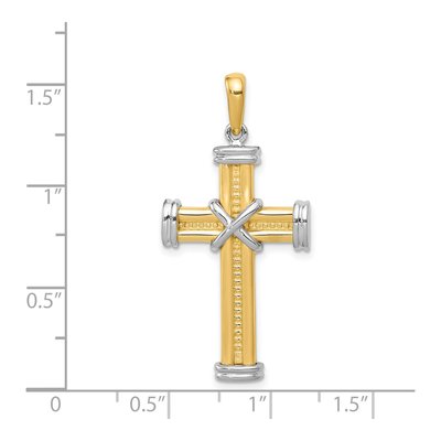 14K Two-Tone Gold Fancy Cross Pendant – view 4
