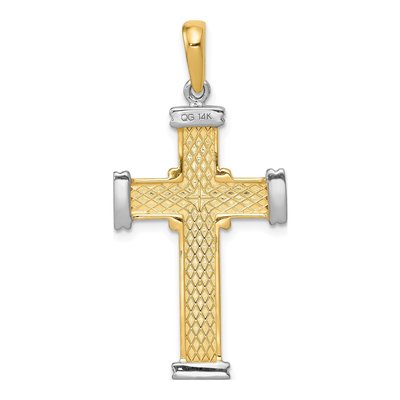 14K Two-Tone Gold Fancy Cross Pendant – view 5