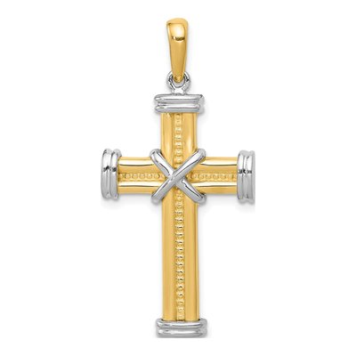 14K Two-Tone Gold Fancy Cross Pendant