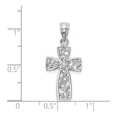 14K White Gold Filigree Cross Pendant – view 4