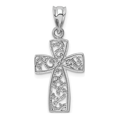 14K White Gold Filigree Cross Pendant – view 5