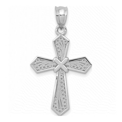 14K White Gold Passion Cross Pendant