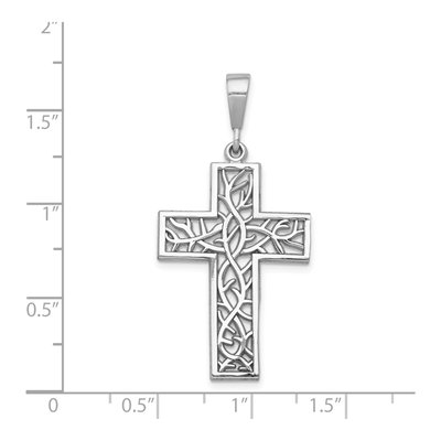 14K White Gold Thorn Cross Pendant – view 4