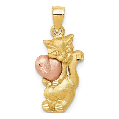 14K Two-Tone Gold Cat Pendant