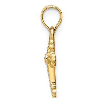 14K Yellow Gold Tiny Budded Cross Pendant – view 3