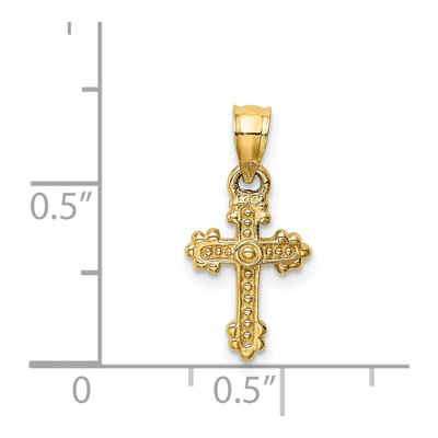 14K Yellow Gold Tiny Budded Cross Pendant – view 4