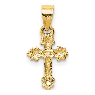 14K Yellow Gold Tiny Budded Cross Pendant – view 5
