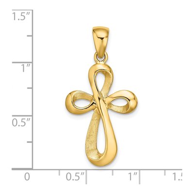 14K Yellow Gold Ribbon Cross Charm – view 4