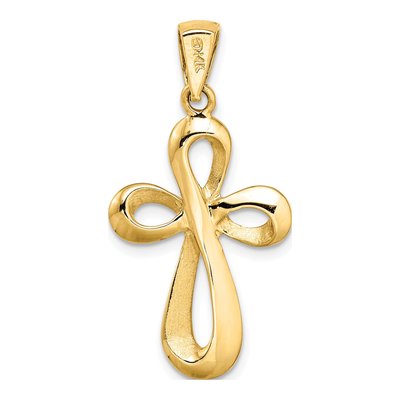 14K Yellow Gold Ribbon Cross Charm – view 5