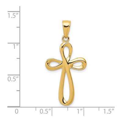 14K Yellow Gold Ribbon Cross Pendant – view 4