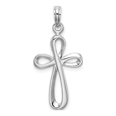14K White Gold Ribbon Cross Pendant – view 4