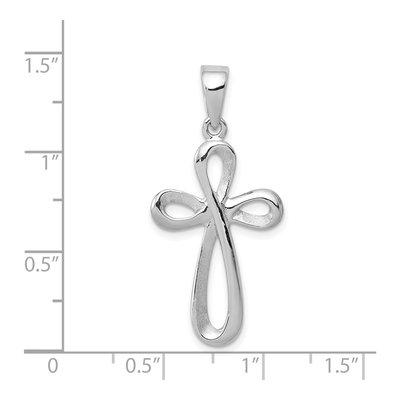 14K White Gold Ribbon Cross Pendant – view 5