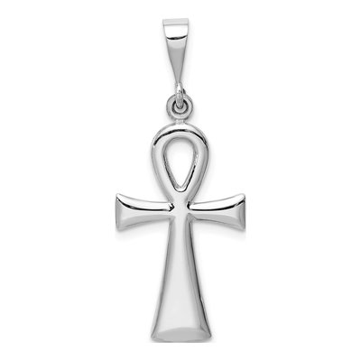 14K White Gold Ankh Cross Pendant