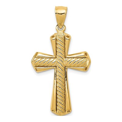 14K Yellow Gold Twisted Cross Pendant