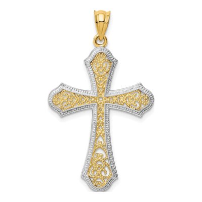 14K Yellow Gold Filigree Cross Pendant