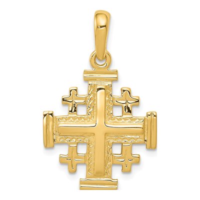 14K Yellow Gold Jerusalem Cross Pendant
