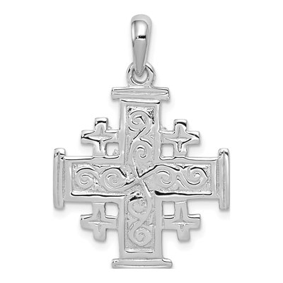 14K White Gold Jerusalem Cross Pendant
