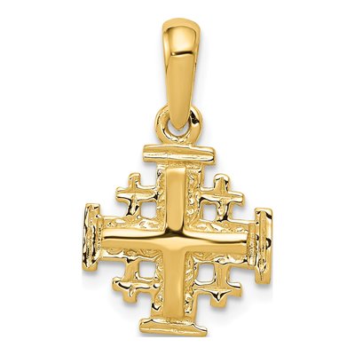 14K Yellow Gold Jerusalem Cross Pendant