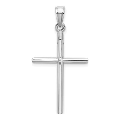 14K White Gold Tube Cross Pendant – view 4