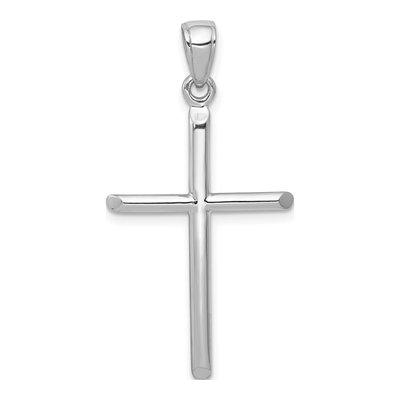 14K White Gold Tube Cross Pendant