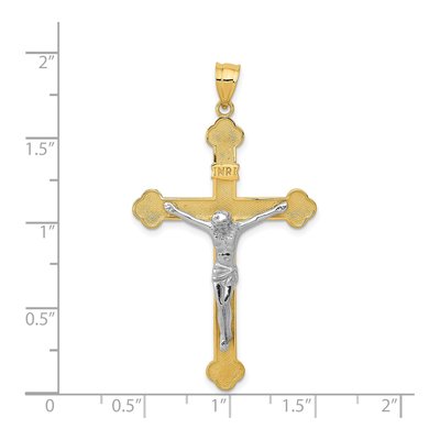14K Two-Tone Gold INRI Crucifix Pendant – view 4