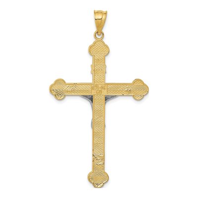 14K Two-Tone Gold INRI Crucifix Pendant – view 5