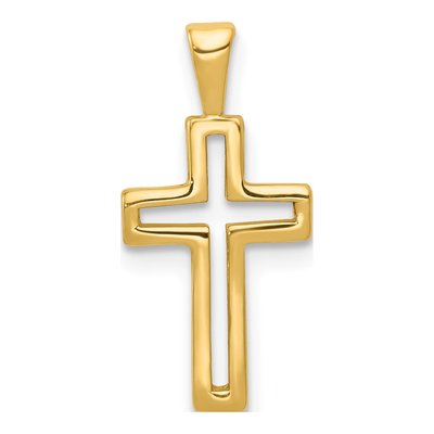 14K Yellow Gold Cut-Out Cross Pendant