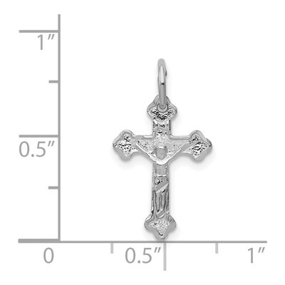 14K White Gold Diamond-Cut Crucifix Charm – view 4