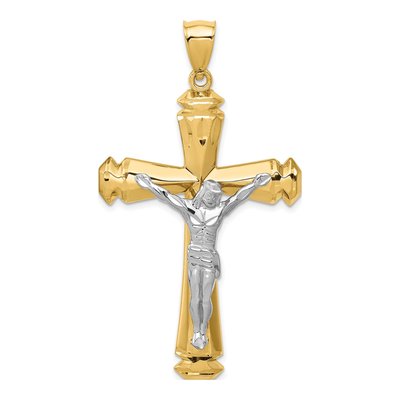 14K Two-Tone Gold Crucifix Pendant