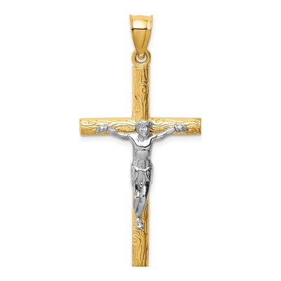 14K Two-Tone Gold Crucifix Pendant