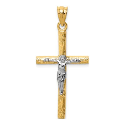 14K Two-Tone Gold Crucifix Pendant