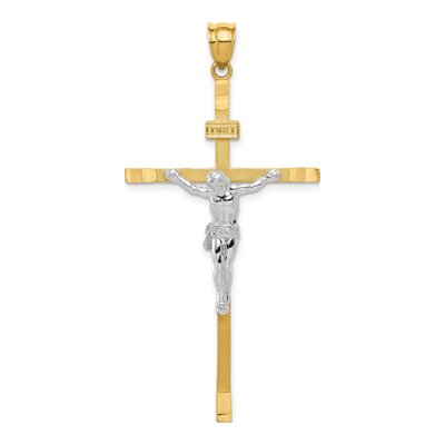14K Two-Tone Gold Crucifix Pendant