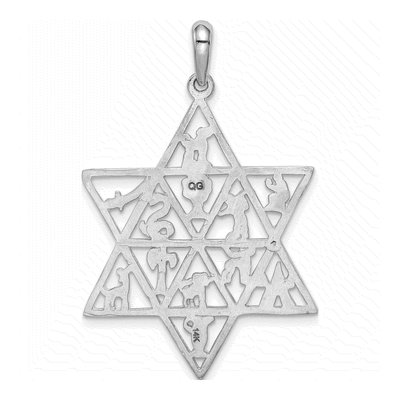 14K White Gold Tribes Star of David Pendant – view 5