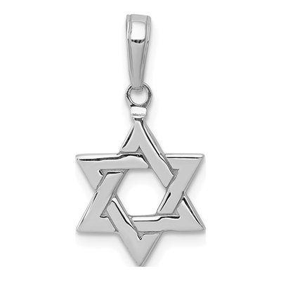 14K White Gold Star of David Pendant
