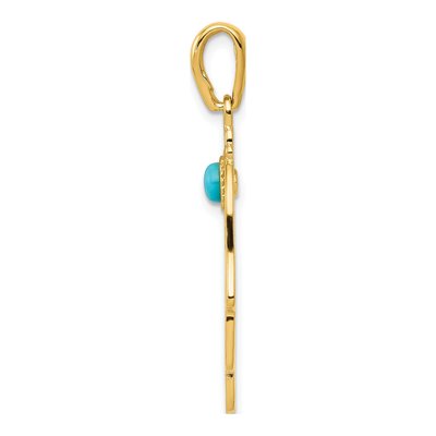 14K Yellow Gold Turquoise Filigree Chamseh Pendant – view 3