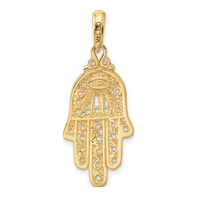 14K Yellow Gold Turquoise Filigree Chamseh Pendant – view 4