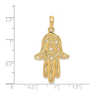 14K Yellow Gold Filigree Chamseh Pendant – view 4