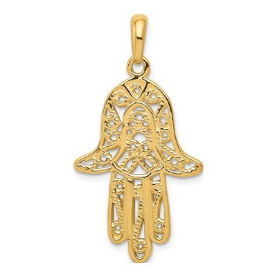 14K Yellow Gold Filigree Chamseh Pendant – view 5