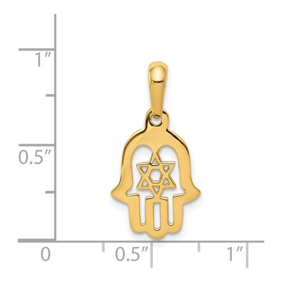 14K Yellow Gold Star of David Hamsa Pendant – view 4