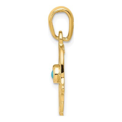 14K Yellow Gold Turquoise Chamseh Pendant – view 3