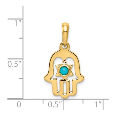 14K Yellow Gold Turquoise Chamseh Pendant – view 4