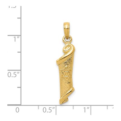 14K Yellow Gold Torah Scroll Star of David Pendant – view 4