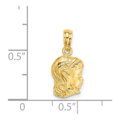 14K Yellow Gold Girl Head Pendant – view 5